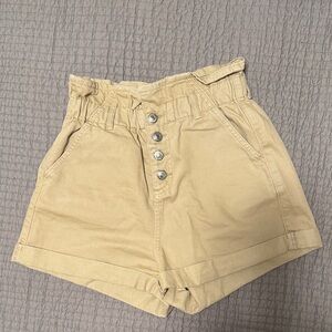 Topshop Beige High-Waisted Shorts